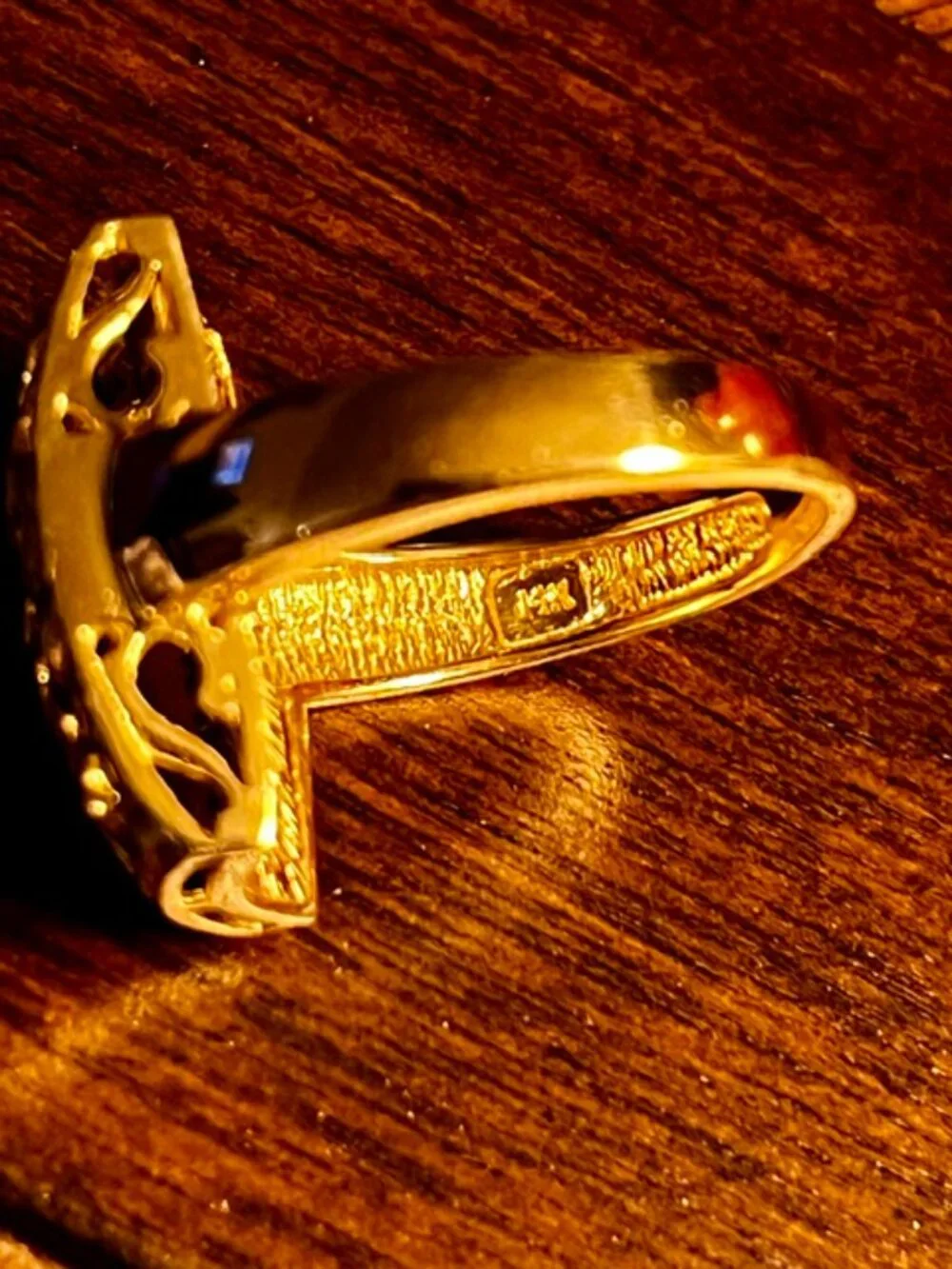 14K Solid Gold Filigree Ring, Size 8